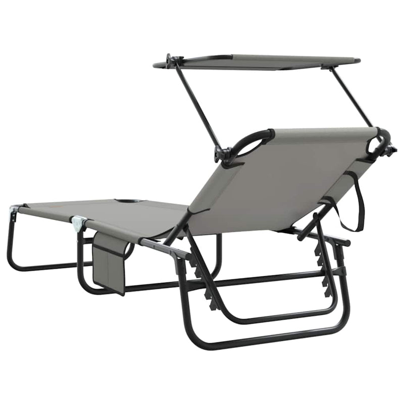 vidaXL Összecsukható nyugágy 2 pcs Szürke 56 x 190 x 81cm szövet