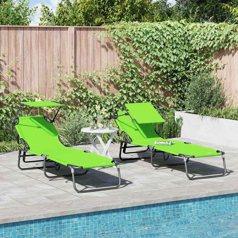 vidaXL Összecsukható nyugágy 2 pcs Zöld 56 x 190 x 81cm szövet