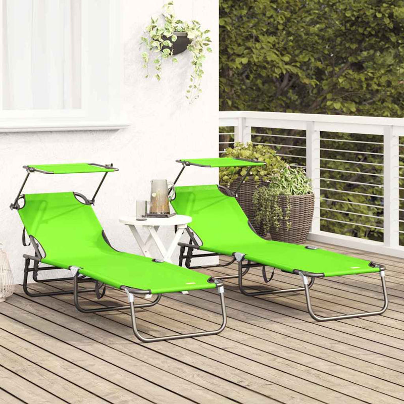 vidaXL Összecsukható nyugágy 2 pcs Zöld 56 x 190 x 81cm szövet
