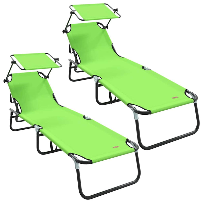 vidaXL Összecsukható nyugágy 2 pcs Zöld 56 x 190 x 81cm szövet
