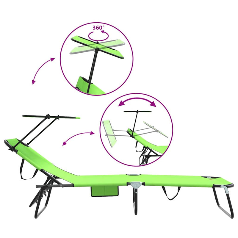 vidaXL Összecsukható nyugágy 2 pcs Zöld 56 x 190 x 81cm szövet