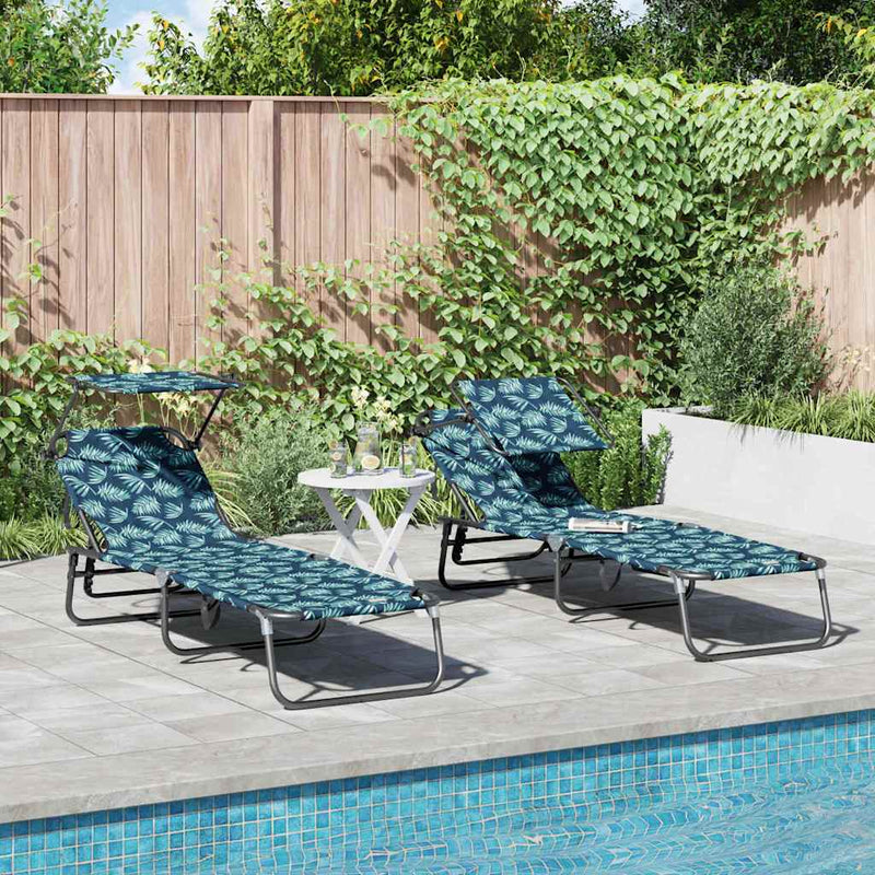 vidaXL Összecsukható nyugágy 2 pcs Zöld 56 x 190 x 81cm szövet