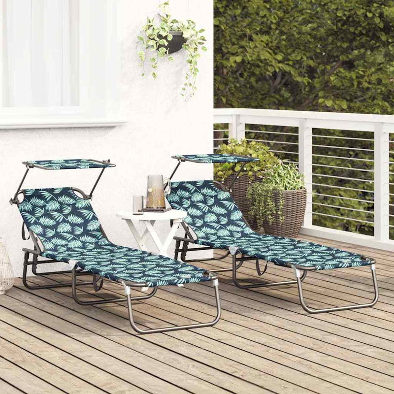 vidaXL Összecsukható nyugágy 2 pcs Zöld 56 x 190 x 81cm szövet