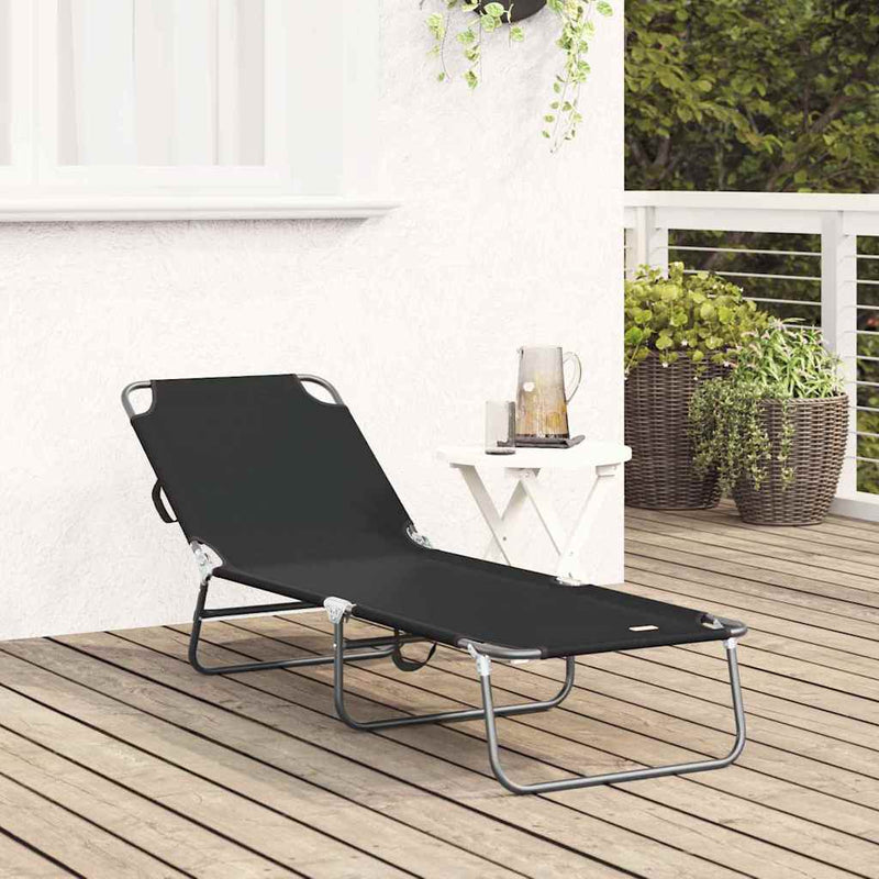 vidaXL Összecsukható nyugágy 1-személy Fekete 56 x 189 x 87cm szövet