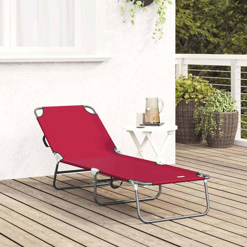 vidaXL Összecsukható nyugágy 1-személy Piros 56 x 189 x 87cm szövet