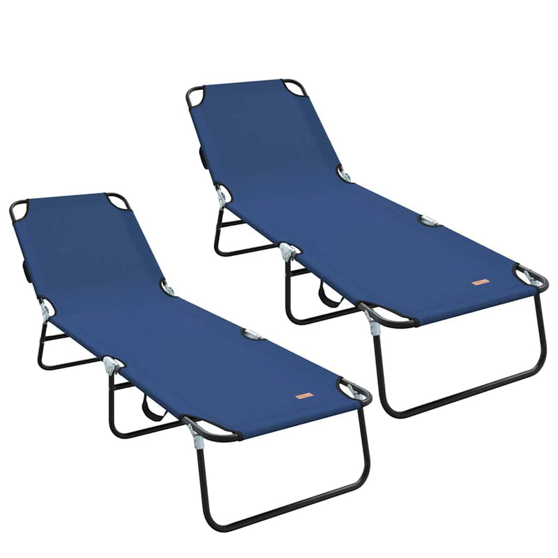 vidaXL Összecsukható nyugágy 2 pcs Kék 56 x 189 x 87cm szövet