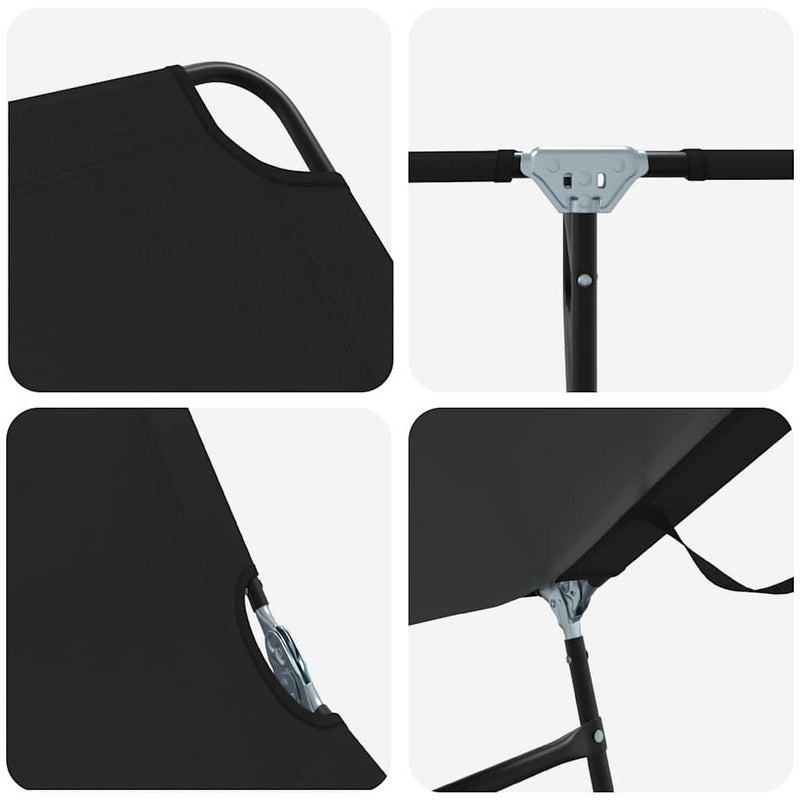 vidaXL Összecsukható nyugágy 2 pcs Fekete 56 x 189 x 87cm szövet