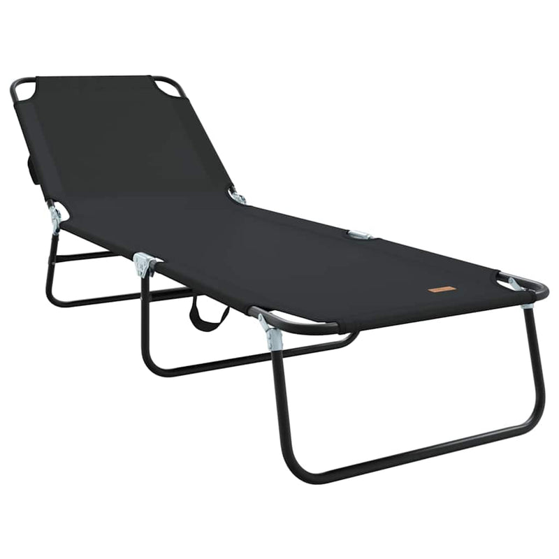 vidaXL Összecsukható nyugágy 2 pcs Fekete 56 x 189 x 87cm szövet