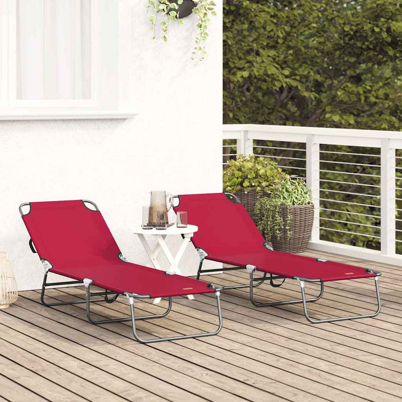 vidaXL Összecsukható nyugágy 2 pcs Piros 56 x 189 x 87cm szövet