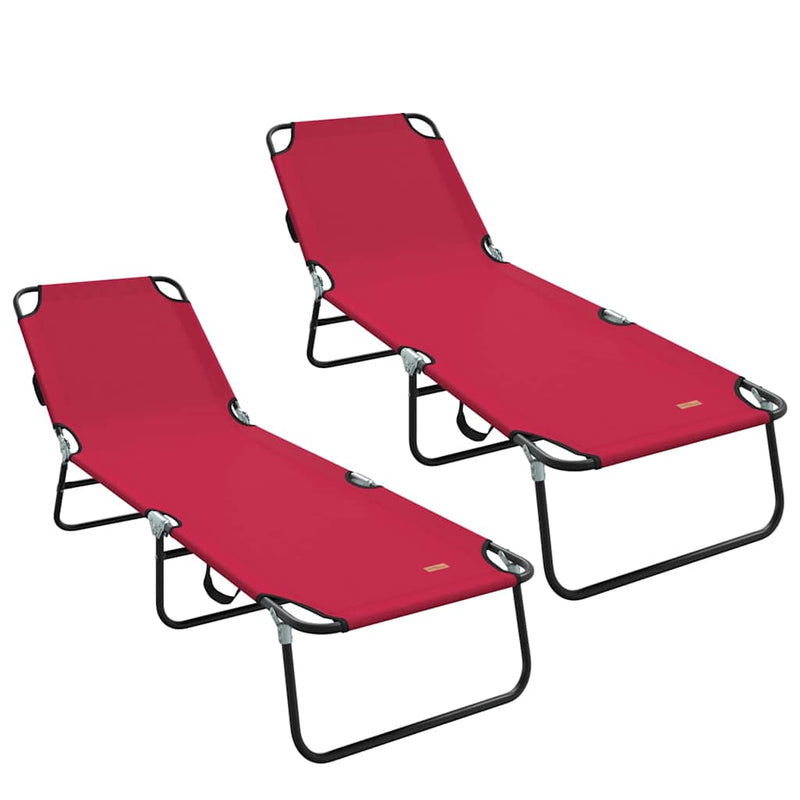 vidaXL Összecsukható nyugágy 2 pcs Piros 56 x 189 x 87cm szövet