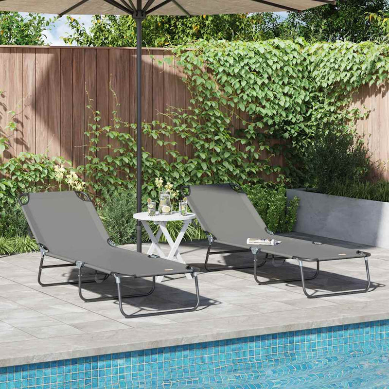 vidaXL Összecsukható nyugágy 2 pcs Szürke 56 x 189 x 87cm szövet