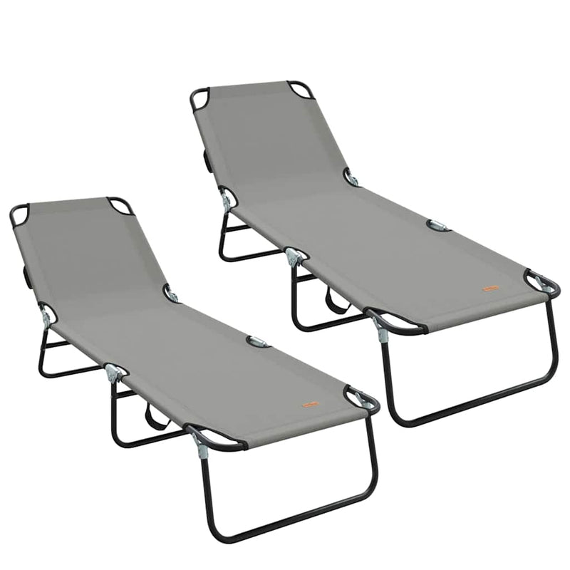vidaXL Összecsukható nyugágy 2 pcs Szürke 56 x 189 x 87cm szövet