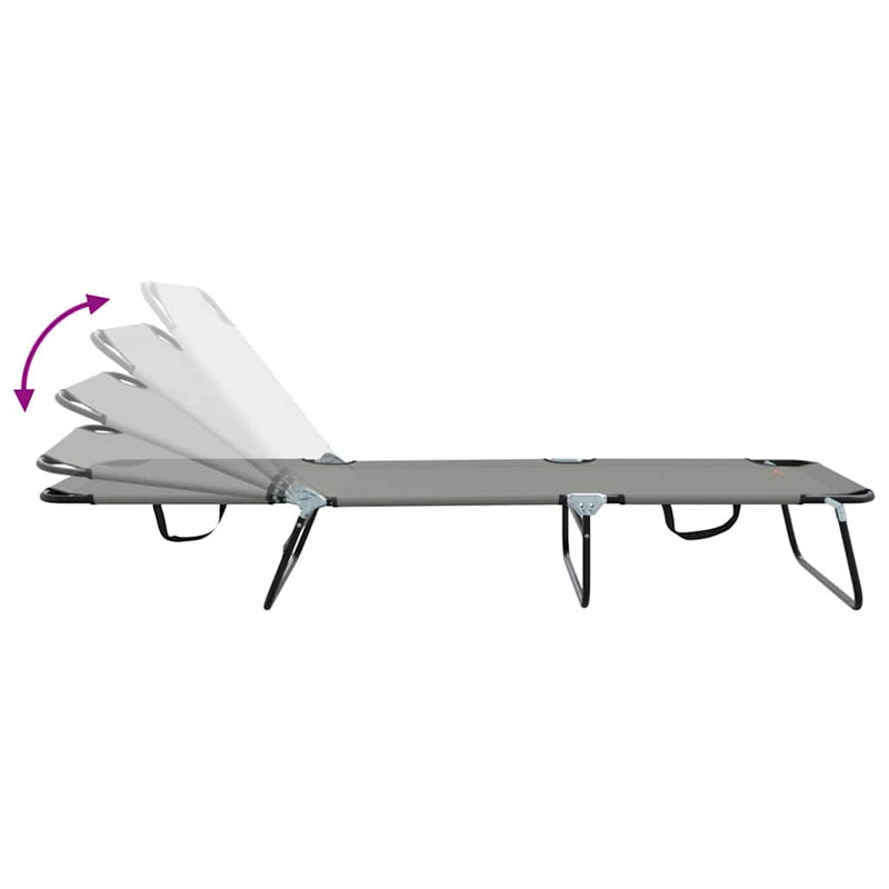 vidaXL Összecsukható nyugágy 2 pcs Szürke 56 x 189 x 87cm szövet