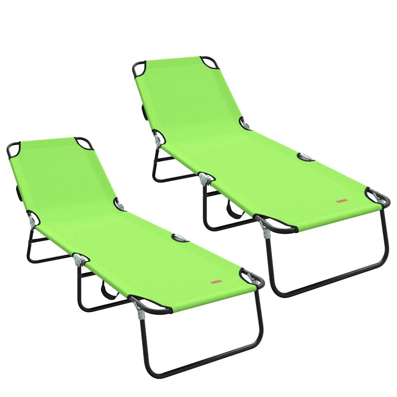 vidaXL Összecsukható nyugágy 2 pcs Zöld 56 x 189 x 87cm szövet
