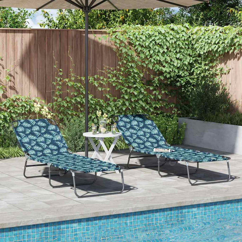 vidaXL Összecsukható nyugágy 2 pcs Zöld 56 x 189 x 87cm szövet