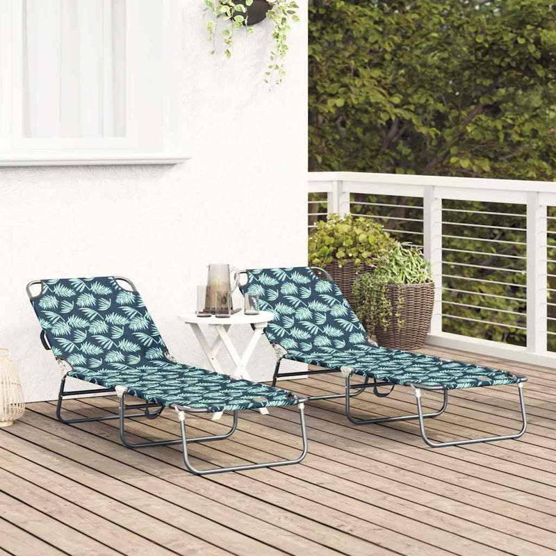 vidaXL Összecsukható nyugágy 2 pcs Zöld 56 x 189 x 87cm szövet