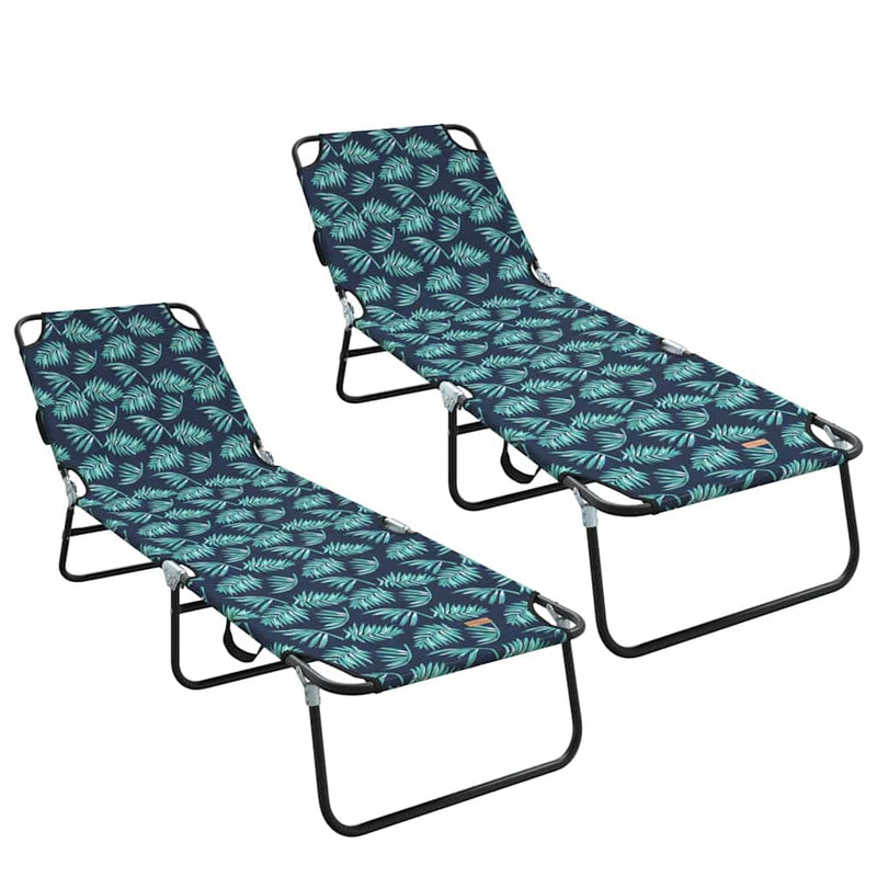 vidaXL Összecsukható nyugágy 2 pcs Zöld 56 x 189 x 87cm szövet