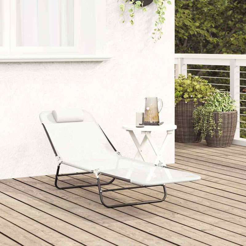 vidaXL Összecsukható nyugágy Krém 182 x 55 x 85.5 cm Textilén