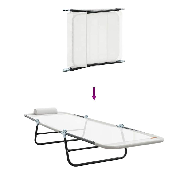 vidaXL Összecsukható nyugágy Krém 182 x 55 x 85.5 cm Textilén