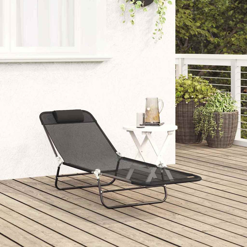 vidaXL Összecsukható nyugágy Fekete 182 x 55 x 85.5 cm Textilén