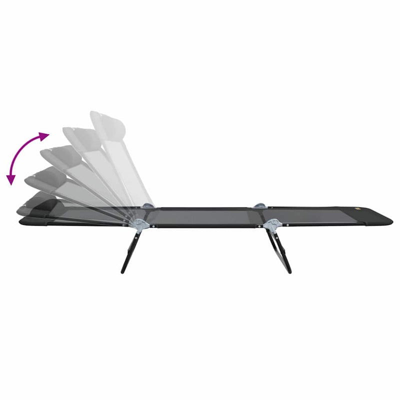 vidaXL Összecsukható nyugágy Fekete 182 x 55 x 85.5 cm Textilén