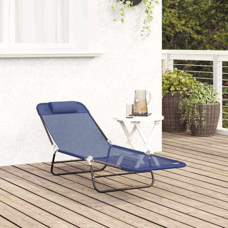 vidaXL Összecsukható nyugágy Tengerészkék 182 x 55 x 85.5 cm Textilén