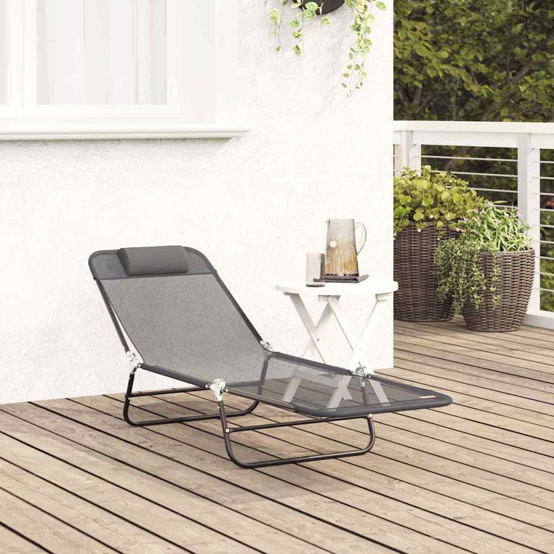 vidaXL Összecsukható nyugágy Szürke 182 x 55 x 85.5 cm Textilén