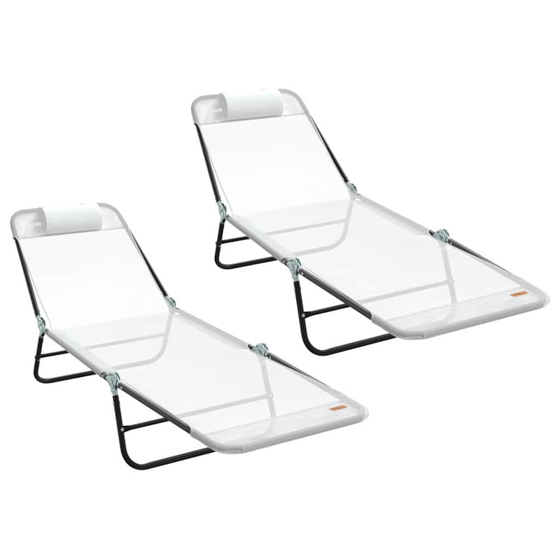 vidaXL Összecsukható nyugágy 2 pcs Krém 182 x 55 x 85.5 cm Textilén