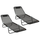 vidaXL Összecsukható nyugágy 2 pcs Fekete 182 x 55 x 85,5 cm Textilén