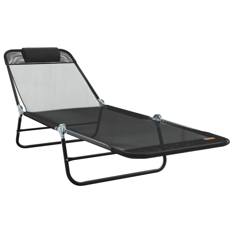 vidaXL Összecsukható nyugágy 2 pcs Fekete 182 x 55 x 85.5 cm Textilén