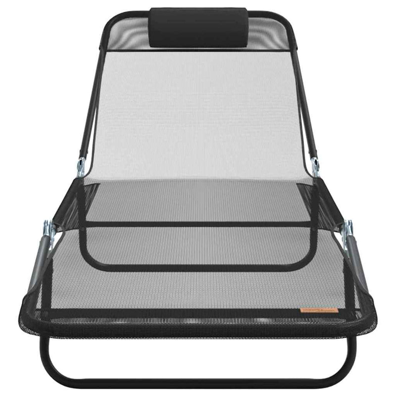 vidaXL Összecsukható nyugágy 2 pcs Fekete 182 x 55 x 85.5 cm Textilén