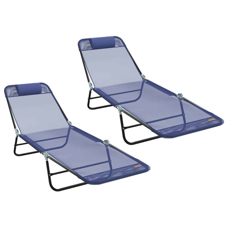 vidaXL Összecsukható nyugágy 2 pcs Tengerészkék 182 x 55 x 85.5 cm