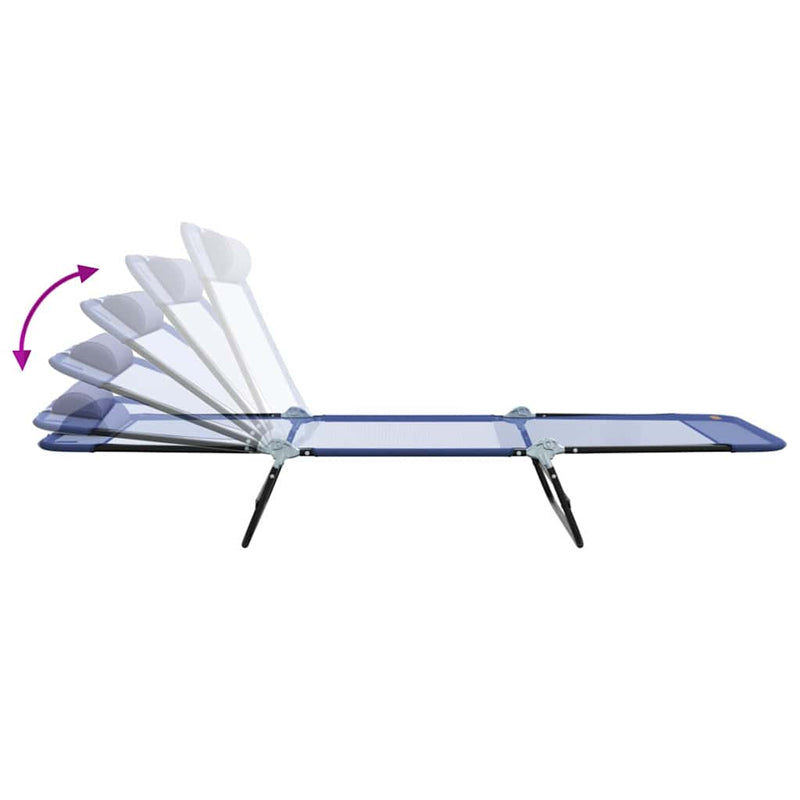 vidaXL Összecsukható nyugágy 2 pcs Tengerészkék 182 x 55 x 85.5 cm