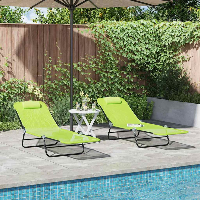 vidaXL Összecsukható nyugágy 2 pcs Zöld 182 x 55 x 85.5 cm Textilén