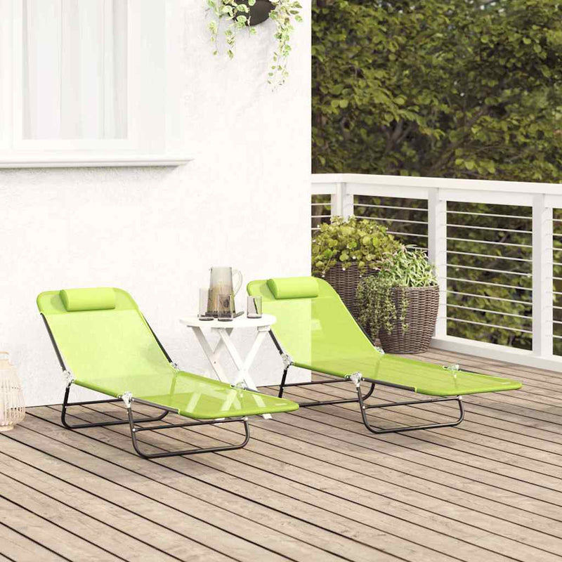vidaXL Összecsukható nyugágy 2 pcs Zöld 182 x 55 x 85.5 cm Textilén