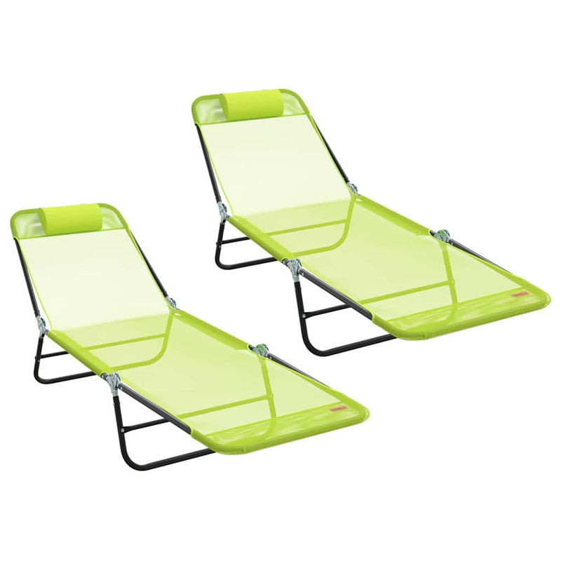 vidaXL Összecsukható nyugágy 2 pcs Zöld 182 x 55 x 85.5 cm Textilén