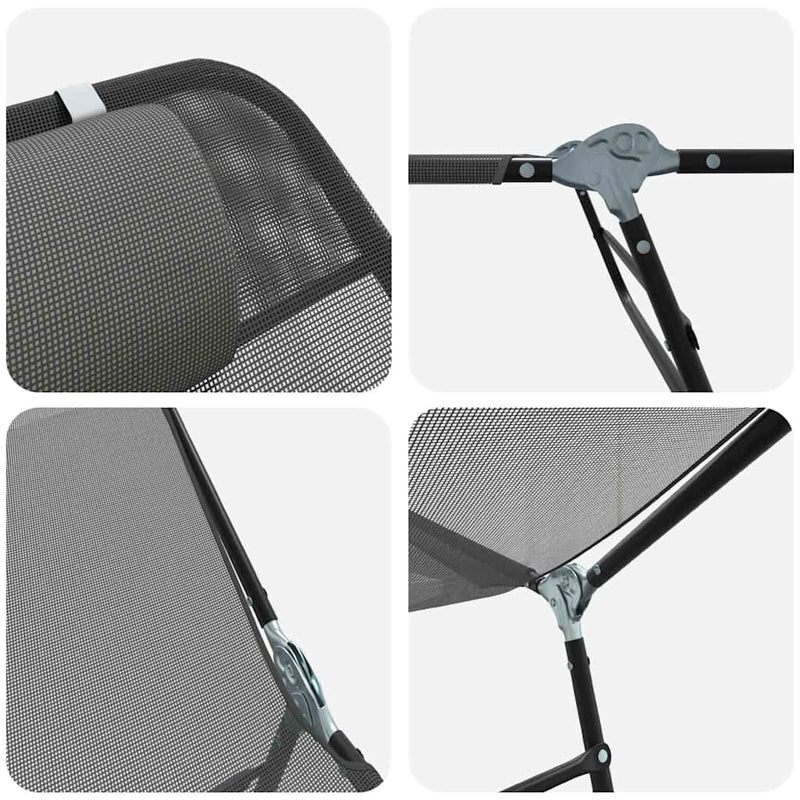 vidaXL Összecsukható nyugágy 2 pcs Szürke 182 x 55 x 85.5 cm Textilén