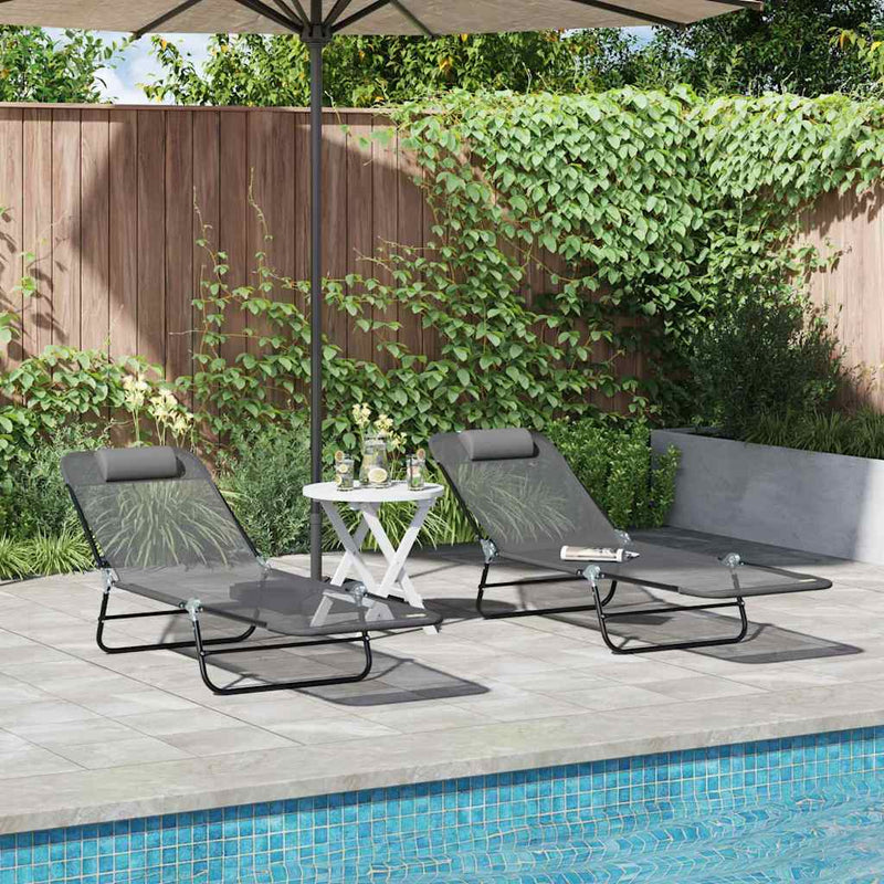 vidaXL Összecsukható nyugágy 2 pcs Szürke 182 x 55 x 85.5 cm Textilén