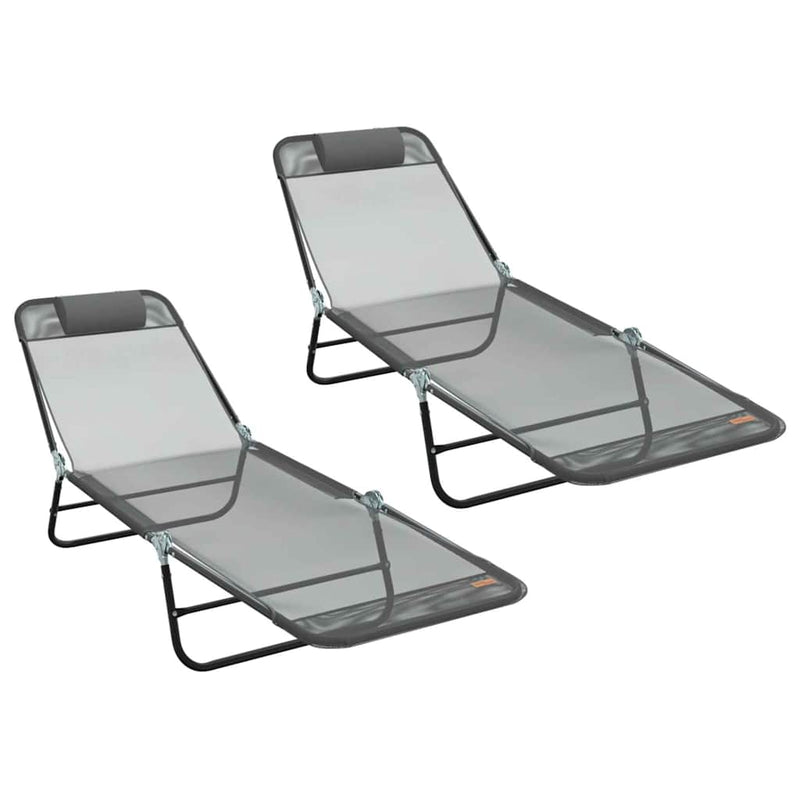 vidaXL Összecsukható nyugágy 2 pcs Szürke 182 x 55 x 85.5 cm Textilén
