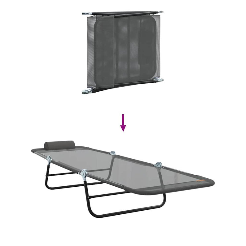 vidaXL Összecsukható nyugágy 2 pcs Szürke 182 x 55 x 85.5 cm Textilén