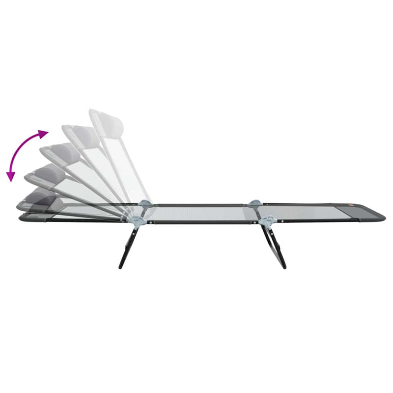 vidaXL Összecsukható nyugágy 2 pcs Szürke 182 x 55 x 85.5 cm Textilén