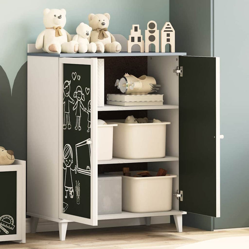 vidaXL Táblafesték Szekrény polcokkal ajtóval Szürke és fehér Faanyag