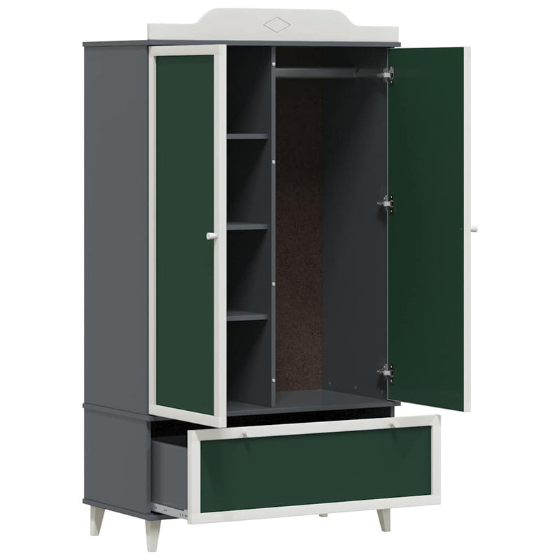 vidaXL Krétával Írt Dresser fiókkal polcokkal Szürke és fehér Faanyag