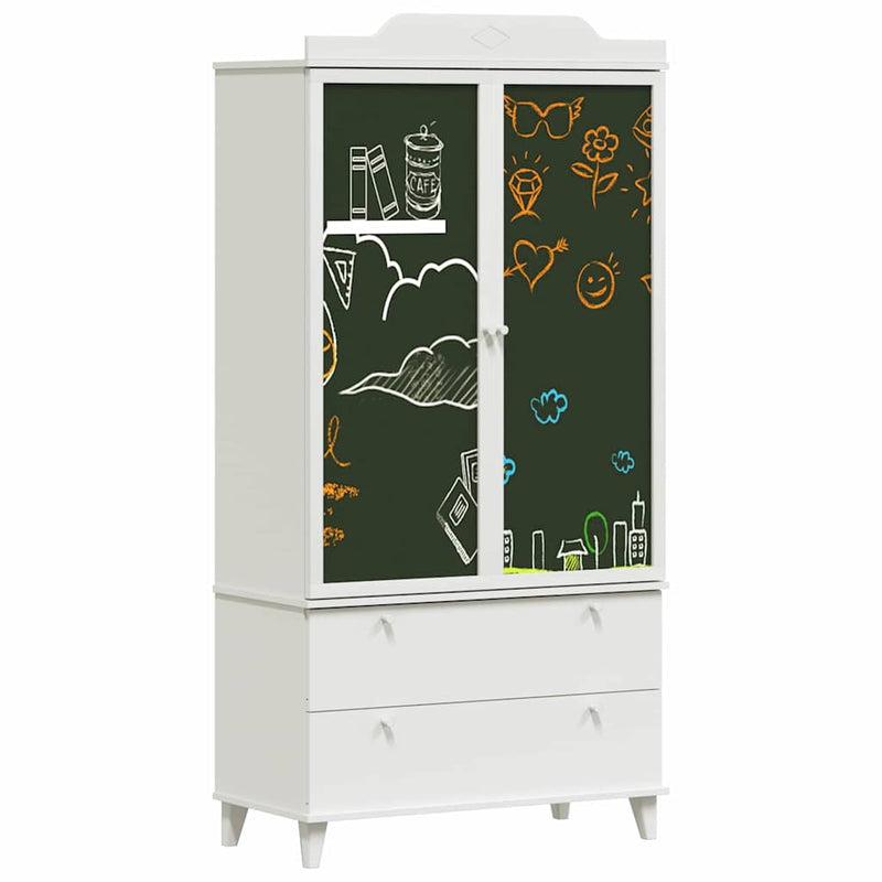 vidaXL Krétával Írt Dresser fiókkal polcokkal tárolóval Fehér Faanyag