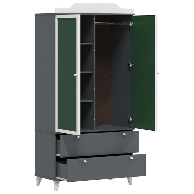 vidaXL Krétával Írt Dresser fiókkal polcokkal Szürke és fehér Faanyag