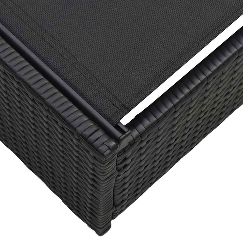 vidaXL Napozó párnával 1-személy Fekete 60 x 200 x 27cm polirattan