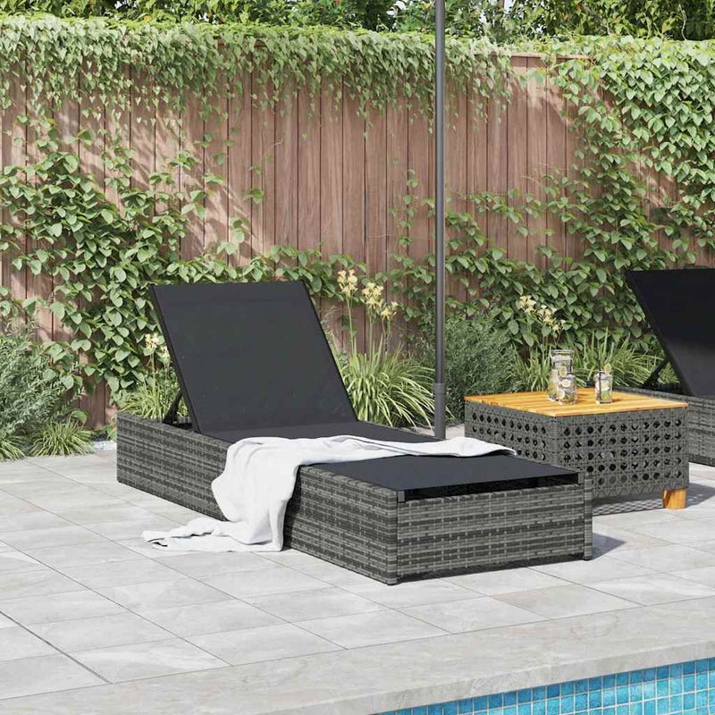 vidaXL Napozó párnával 1-személy Szürke 60 x 200 x 27cm polirattan