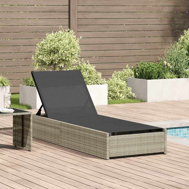 vidaXL Napozó párnával 1-személy Bézs 60 x 200 x 27cm polirattan