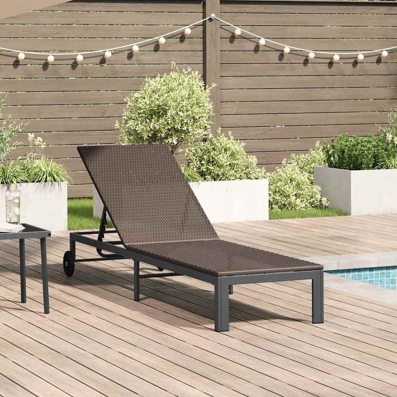 vidaXL Napozóágy 1-személy Barna 60 x 200 x 27cm polirattan
