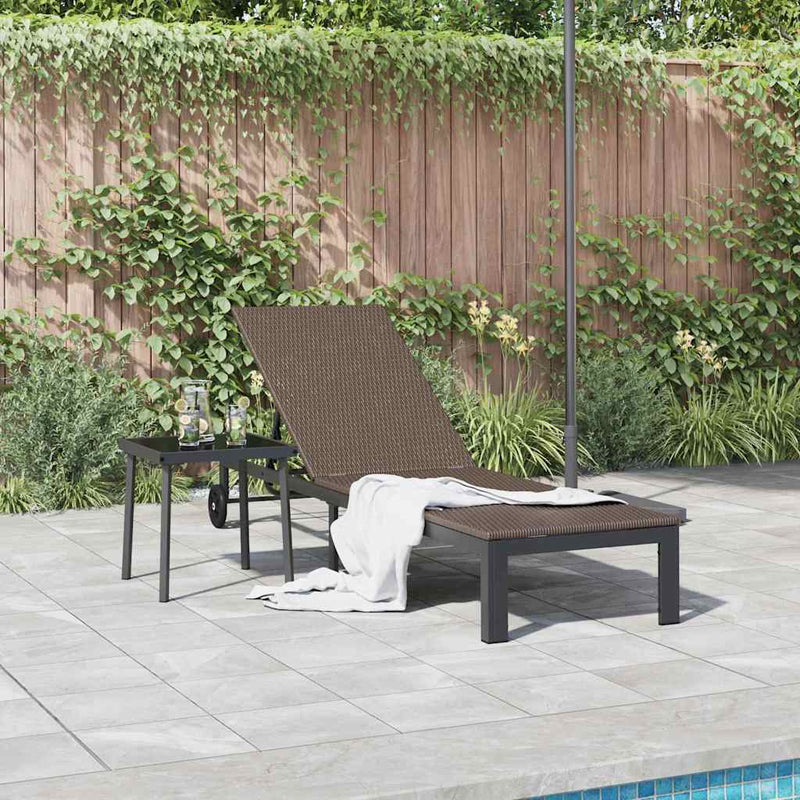 vidaXL Napozóágy 1-személy Barna 60 x 200 x 27cm polirattan